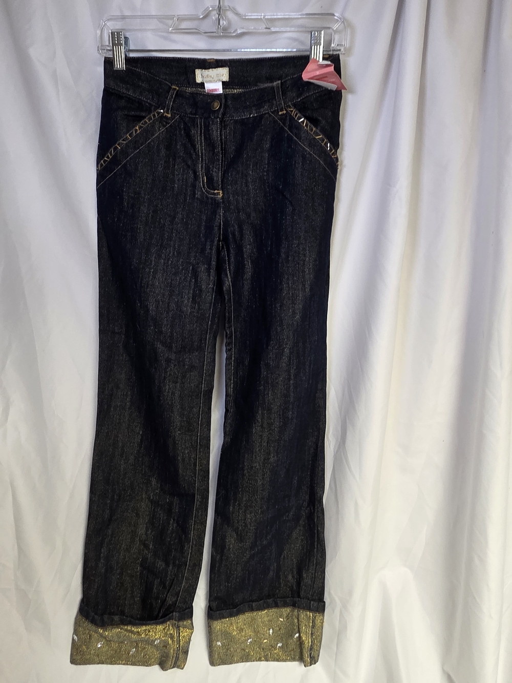 Gymboree Dark Blue Denim Jeans with Gold Cuffed Hem Size 12‎
